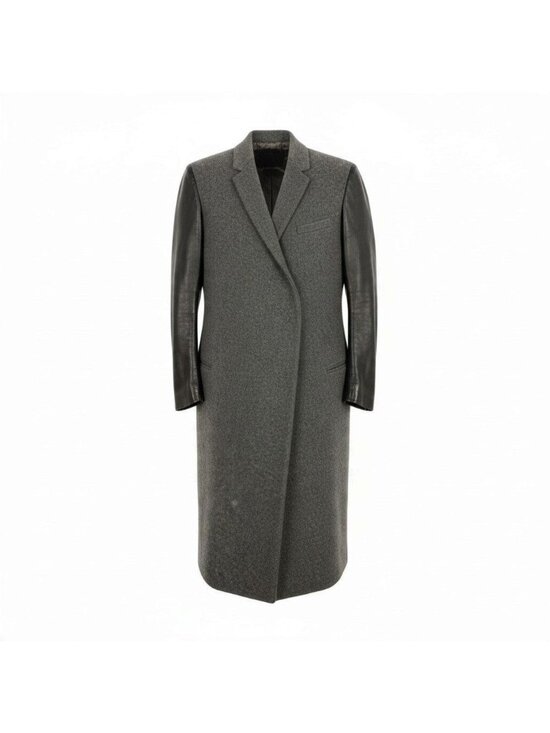 Celine Jackets & Blazers - Celine Phoebe Philo Era Crombie Coat Leather Switch Gray Black